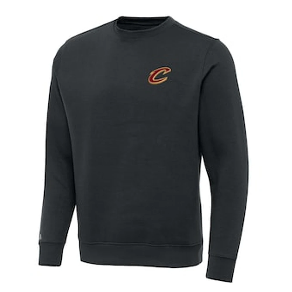 Men's Antigua Charcoal Cleveland Cavaliers Victory Crewneck Pullover Sweatshirt