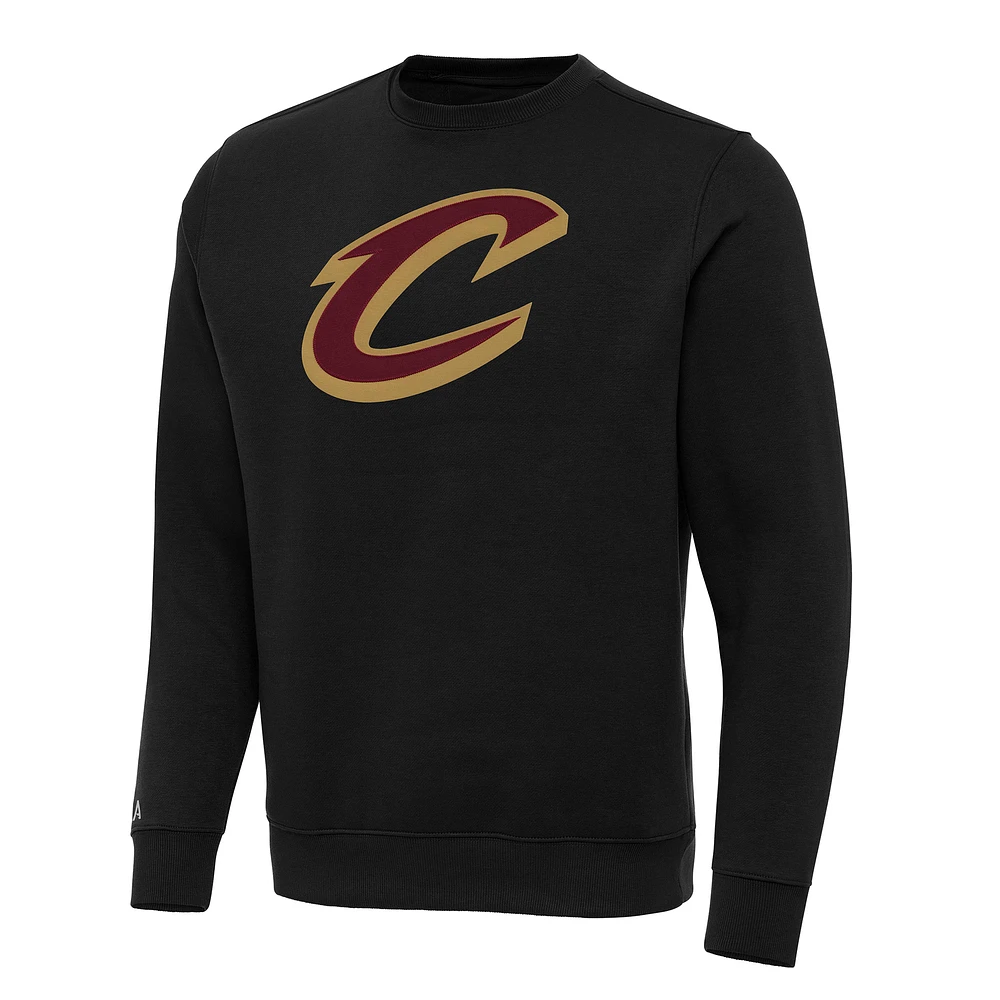 Men's Antigua Black Cleveland Cavaliers Big & Tall Victory Crew Neck Pullover Sweatshirt