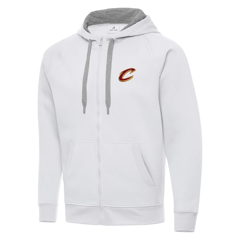 Men's Antigua White Cleveland Cavaliers Big & Tall Victory Full-Zip Hoodie Jacket