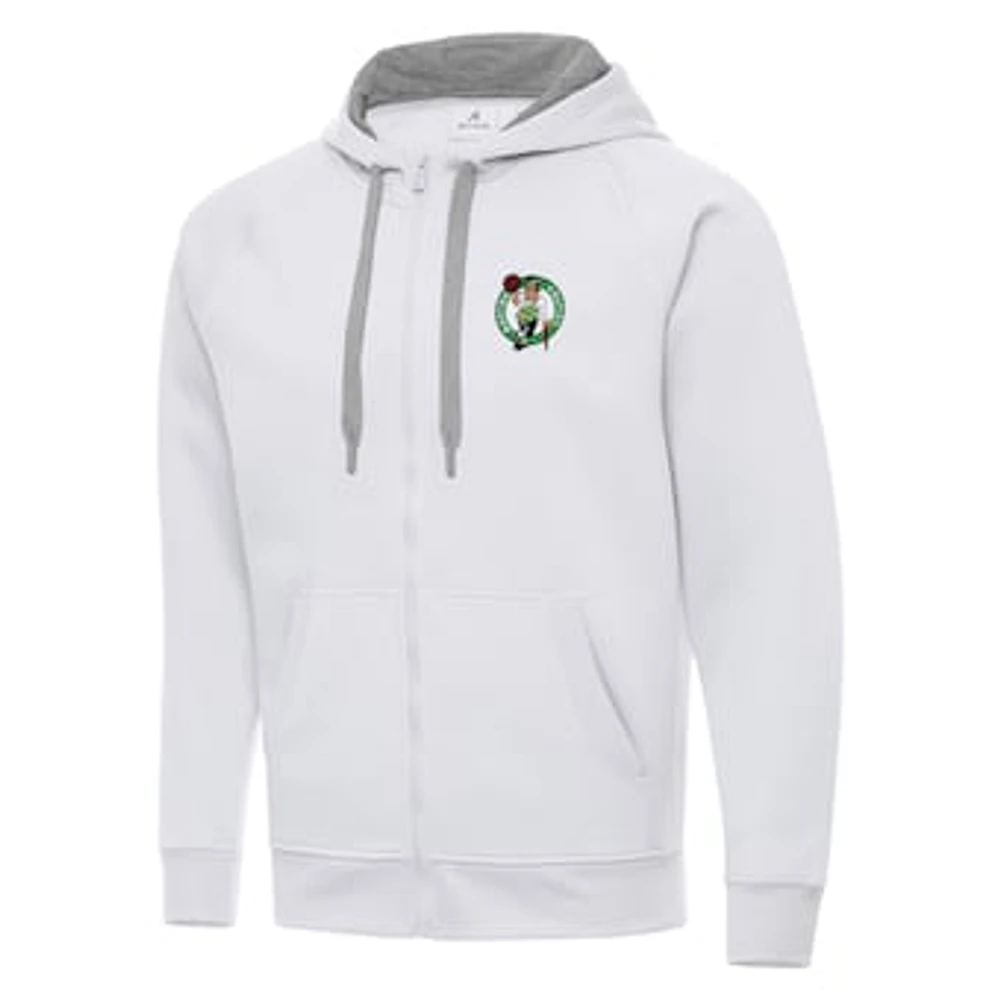 Men's Antigua White Boston Celtics Big & Tall Victory Full-Zip Hoodie Jacket