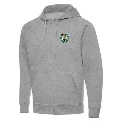 Men's Antigua Heather Gray Boston Celtics Big & Tall Victory Full-Zip Hoodie Jacket