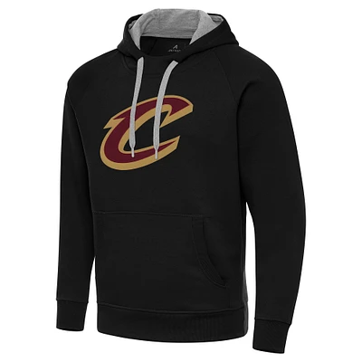 Men's Antigua Black Cleveland Cavaliers Big & Tall Victory Raglan Pullover Hoodie