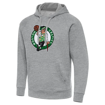 Men's Antigua Heather Gray Boston Celtics Big & Tall Victory Raglan Pullover Hoodie