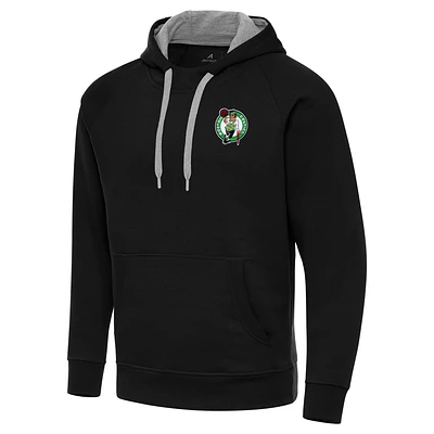 Men's Antigua Black Boston Celtics Big & Tall Victory Raglan Pullover Hoodie