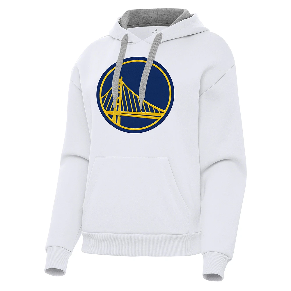Women's Antigua White Golden State Warriors Victory Pullover Hoodie