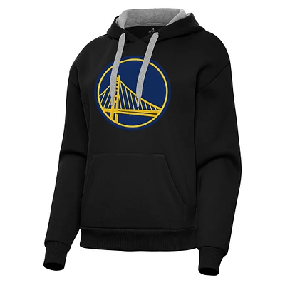Women's Antigua Black Golden State Warriors Victory Pullover Hoodie