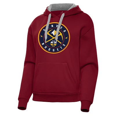 Women's Antigua Red Denver Nuggets Victory Pullover Hoodie