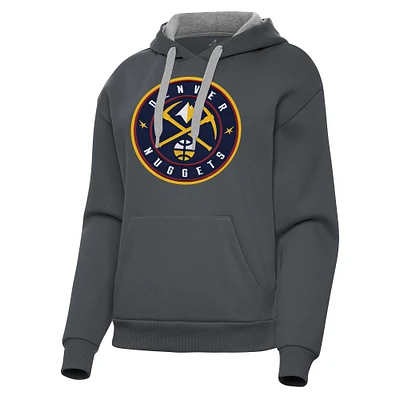 Women's Antigua Charcoal Denver Nuggets Victory Pullover Hoodie