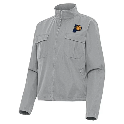 Women's Antigua Gray Indiana Pacers Even Par Full-Zip Jacket