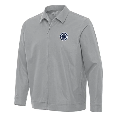 Men's Antigua Gray LA Clippers Pivot Full-Zip Jacket