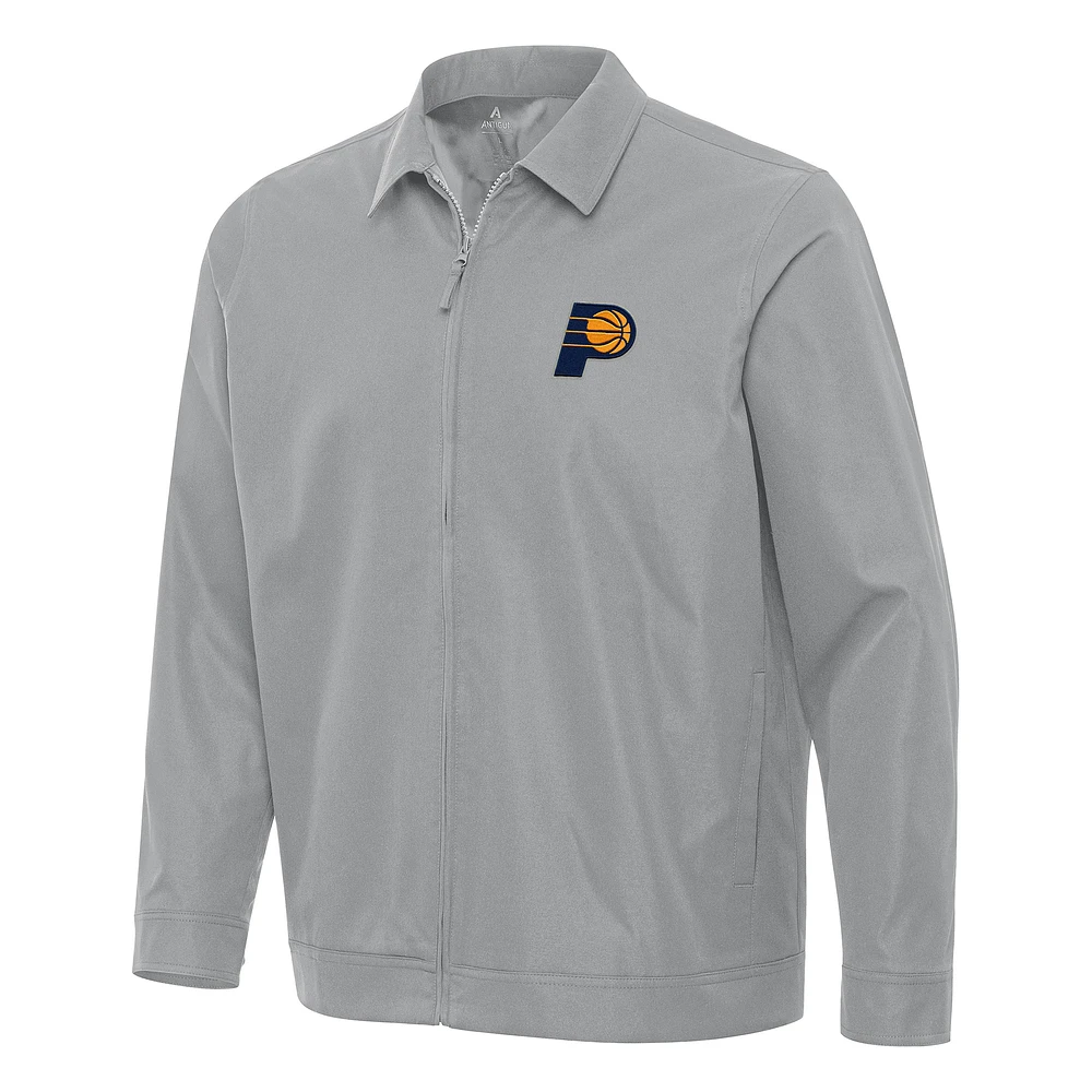 Men's Antigua Gray Indiana Pacers Pivot Full-Zip Jacket