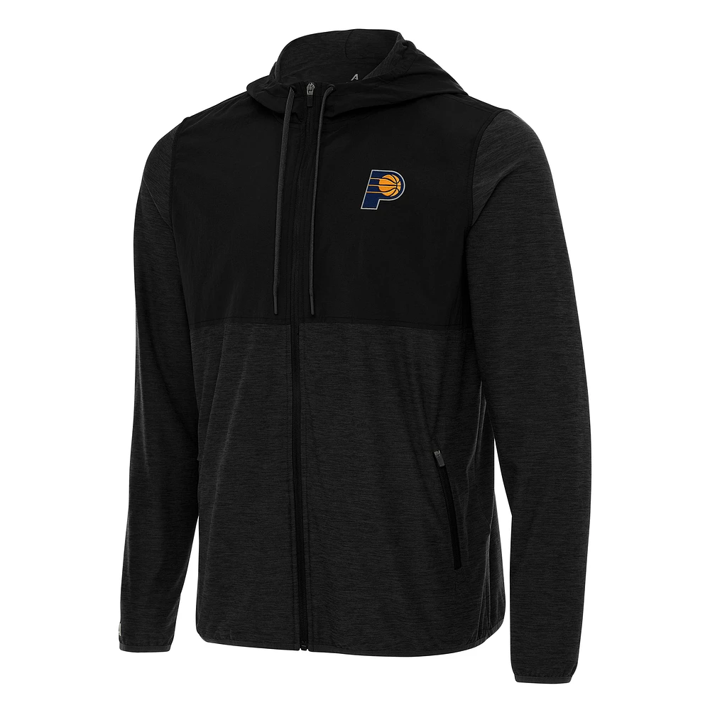 Men's Antigua Black Indiana Pacers Sway Full-Zip Hoodie Jacket