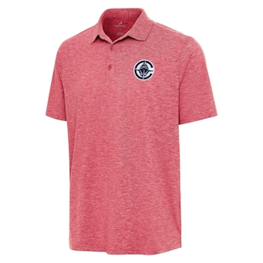 Men's Antigua Heather Red LA Clippers Par 3 Polo
