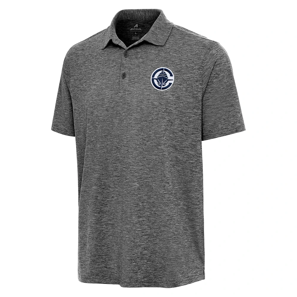 Men's Antigua Heather Black LA Clippers Par 3 Polo