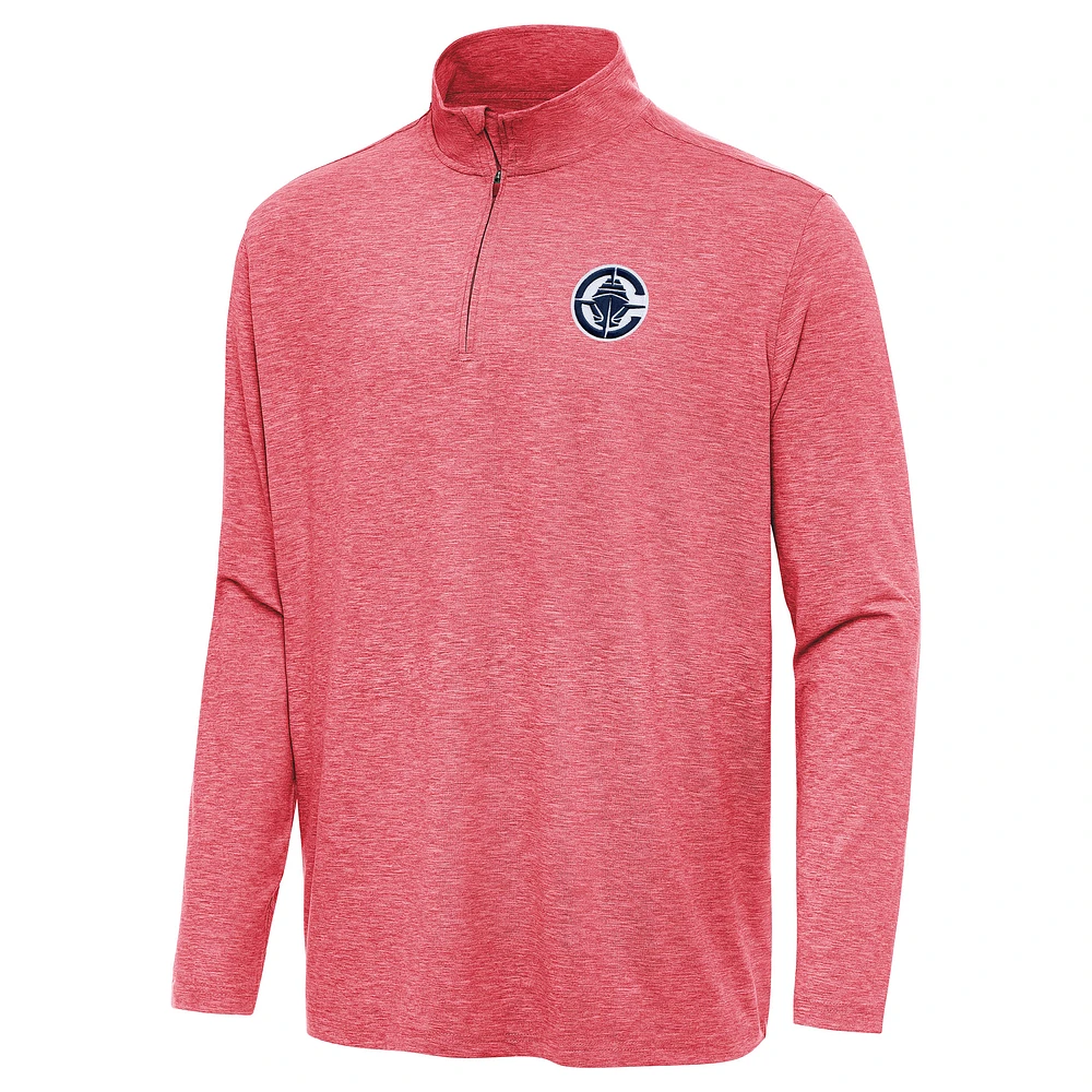Men's Antigua Heather LA Clippers Hunk Quarter-Zip Top