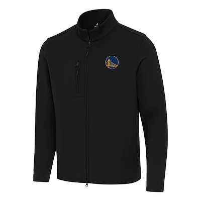 Men's Antigua Black Golden State Warriors Objection Double-Peached Full-Zip Jacket