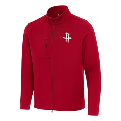 Men's Antigua Red Houston Rockets Objection Double-Peached Full-Zip Jacket