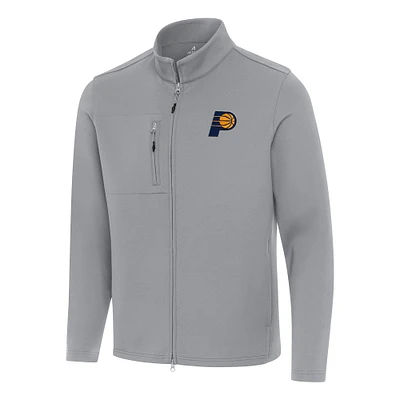 Men's Antigua Gray Indiana Pacers Objection Double-Peached Full-Zip Jacket