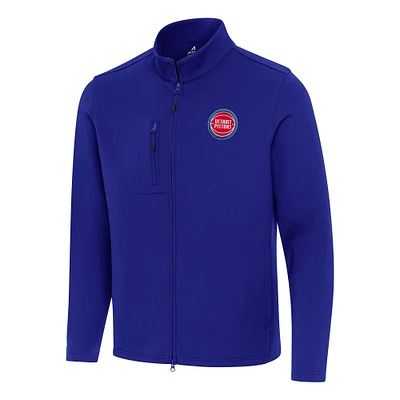 Men's Antigua Royal Detroit Pistons Objection Double-Peached Full-Zip Jacket