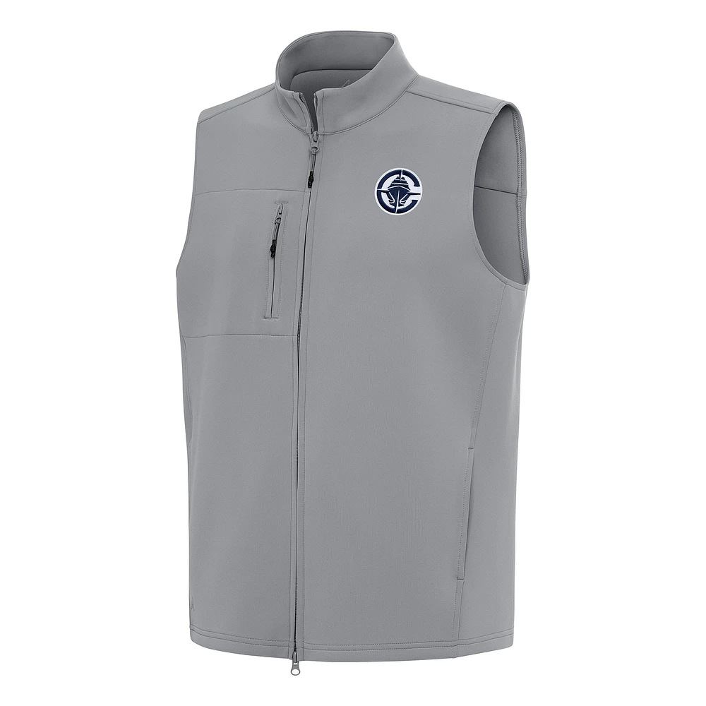 Men's Antigua Gray LA Clippers Demand Full-Zip Vest