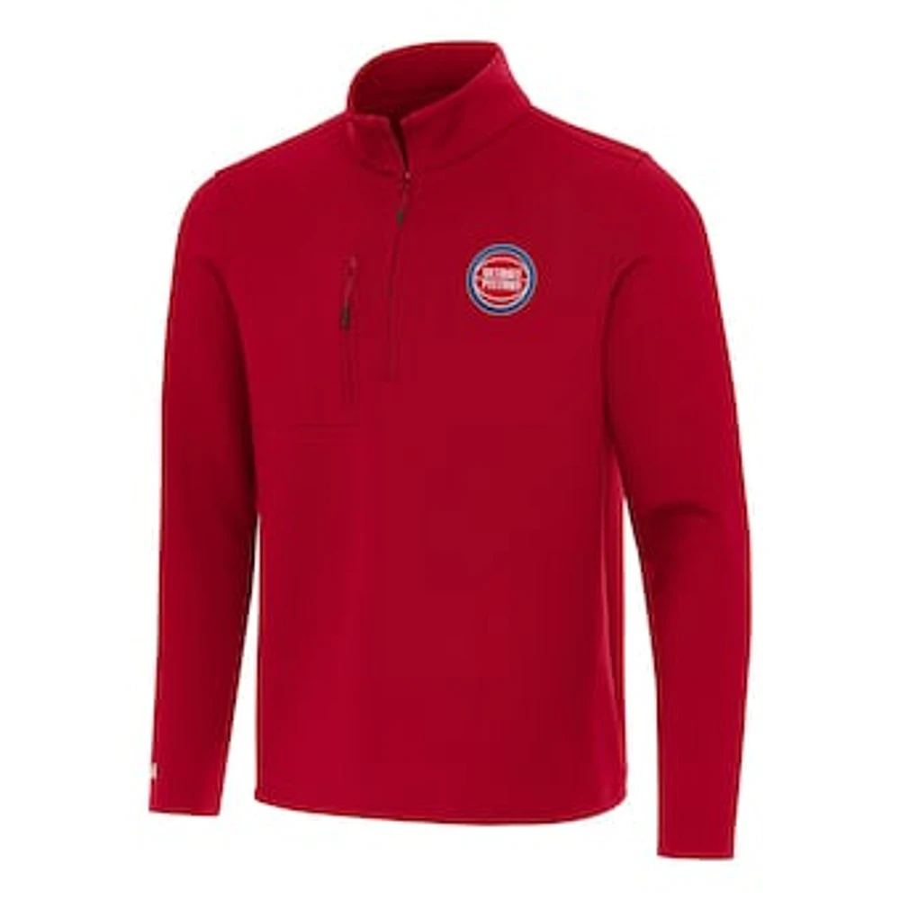 Men's Antigua Red Detroit Pistons Insider Quarter-Zip Top