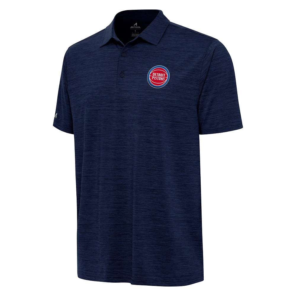 Men's Antigua Heather Navy Detroit Pistons Layout Polo