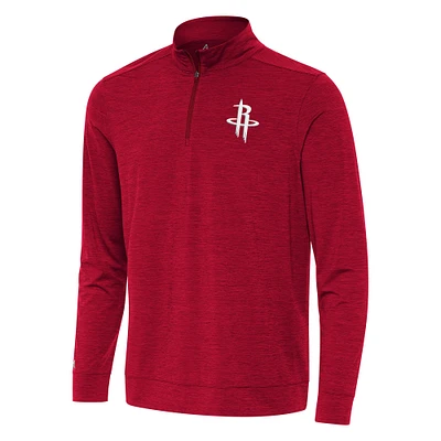 Men's Antigua Heather Red Houston Rockets Bright Quarter-Zip Top