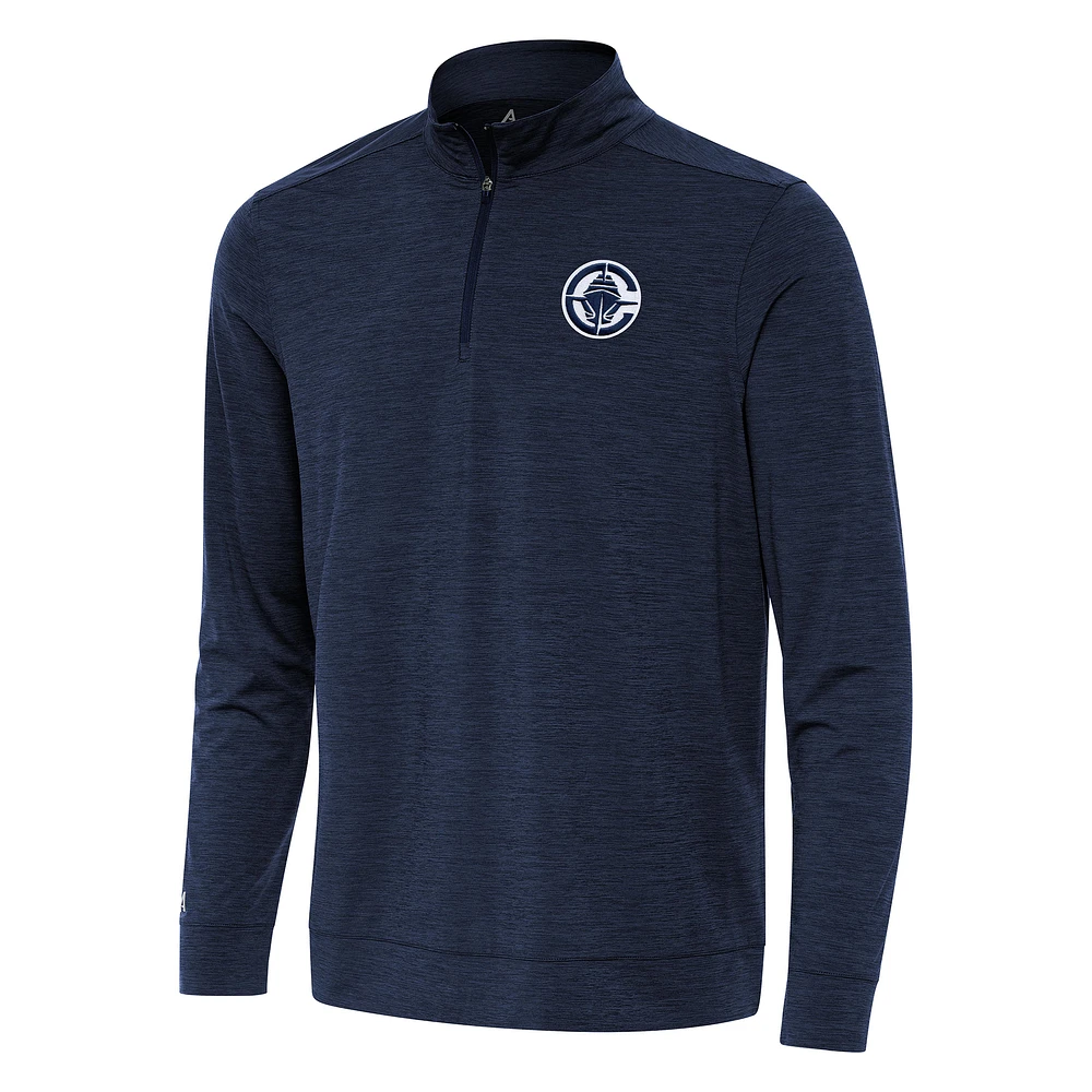 Men's Antigua Heather Navy LA Clippers Bright Quarter-Zip Top