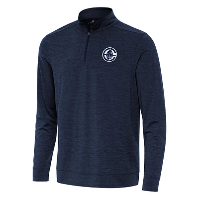 Men's Antigua Heather Navy LA Clippers Bright Quarter-Zip Top