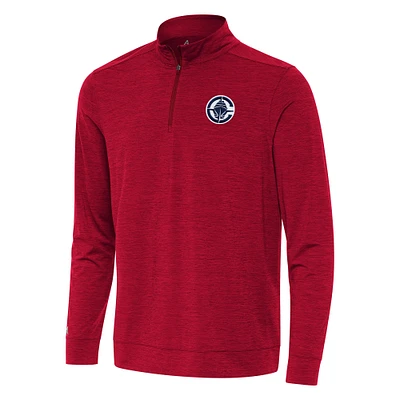 Men's Antigua Heather Red LA Clippers Bright Quarter-Zip Top