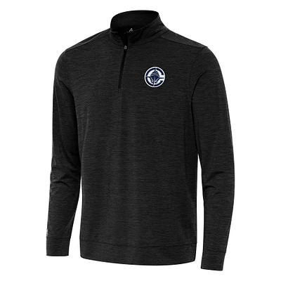 Men's Antigua Heather Black LA Clippers Bright Quarter-Zip Top