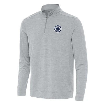 Men's Antigua Heather Gray LA Clippers Bright Quarter-Zip Top