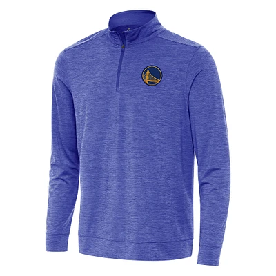 Men's Antigua Heather Royal Golden State Warriors Bright Quarter-Zip Top