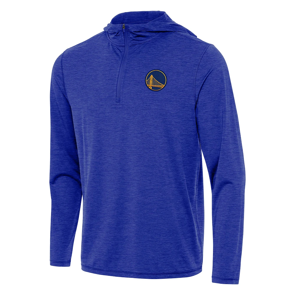 Men's Antigua Heather Royal Golden State Warriors Tidy Quarter-Zip Hoodie