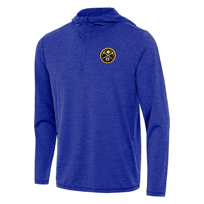 Men's Antigua Heather Royal Denver Nuggets Tidy Quarter-Zip Hoodie