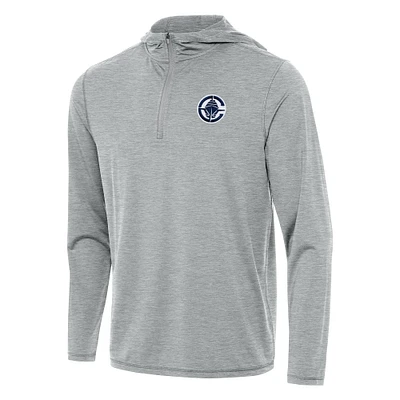 Men's Antigua Heather Gray LA Clippers Tidy Quarter-Zip Hoodie