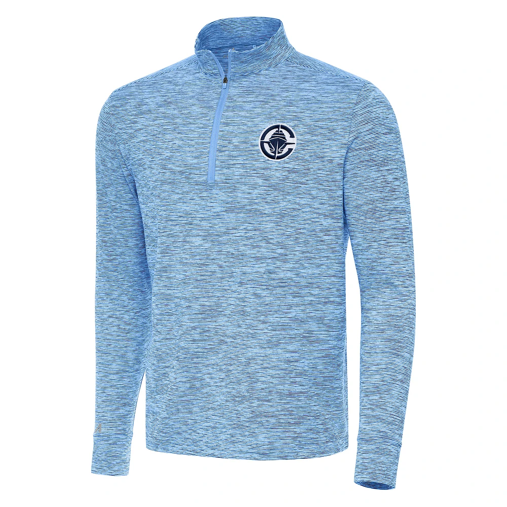 Men's Antigua Heather Powder Blue LA Clippers Cause Quarter-Zip Top