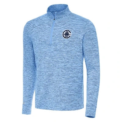 Men's Antigua Heather Powder Blue LA Clippers Cause Quarter-Zip Top