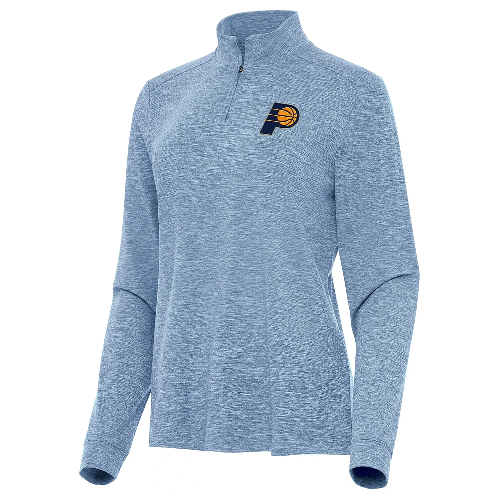 Women's Antigua Heather Aqua Indiana Pacers Mentor Quarter-Zip Mock Long Sleeve Top