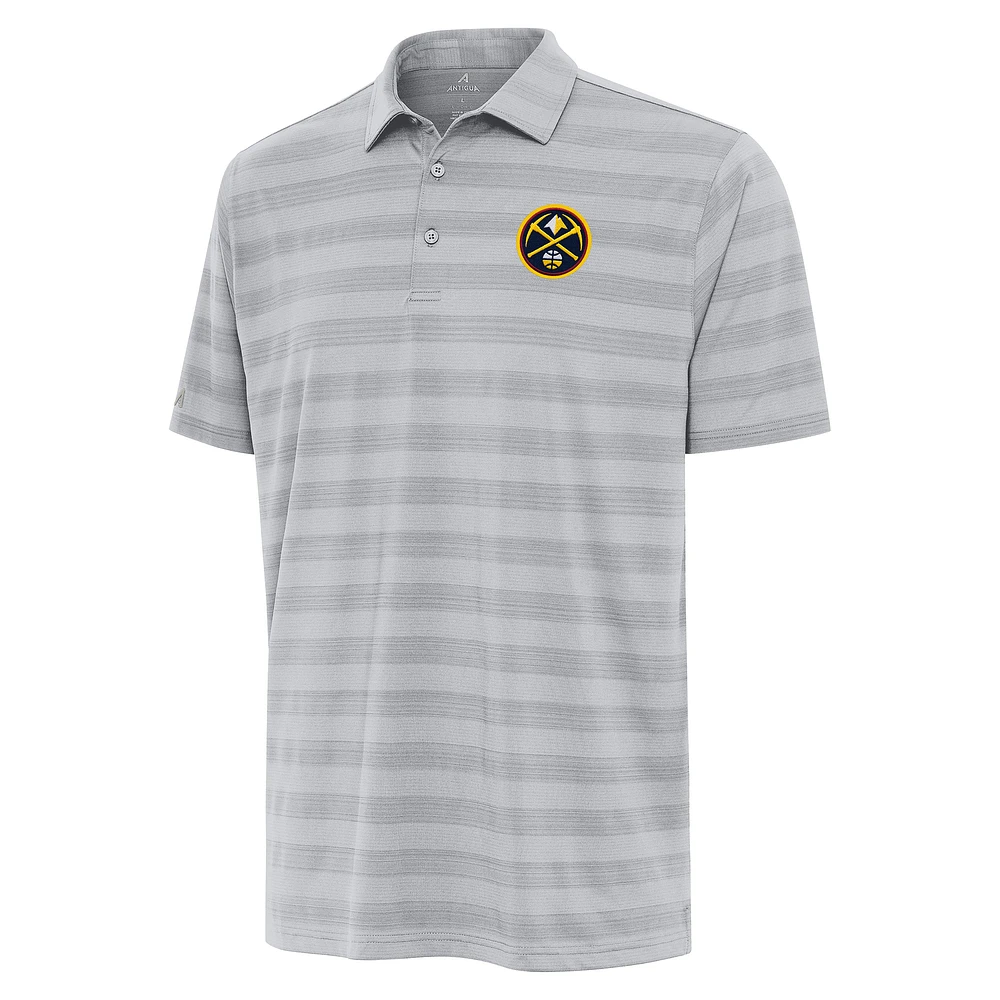 Men's Antigua Gray Denver Nuggets Tunnel Polo