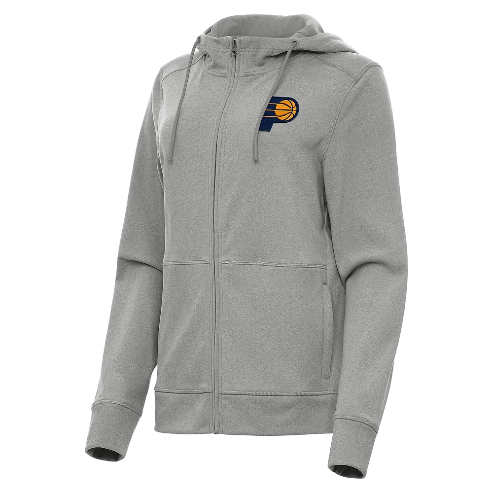 Women's Antigua Heather Gray Indiana Pacers Seeker Full-Zip Hoodie Jacket