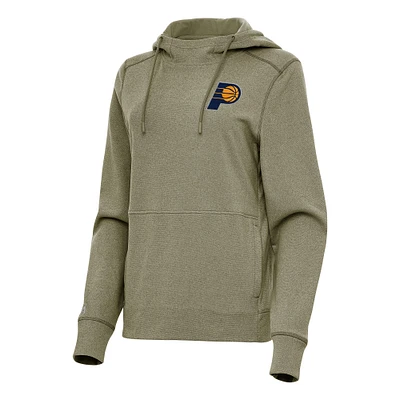 Women's Antigua Heather Olive Indiana Pacers Justice Pullover Hoodie