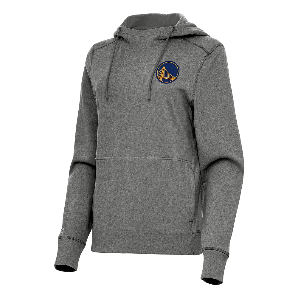 Women's Antigua Heather Charcoal Golden State Warriors Justice Pullover Hoodie