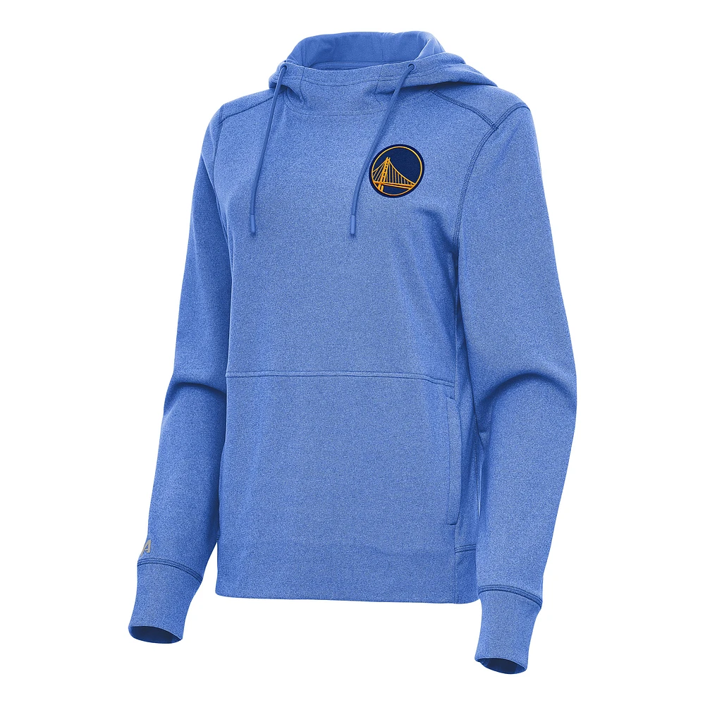 Women's Antigua Heather Royal Golden State Warriors Justice Pullover Hoodie