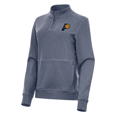 Women's Antigua Heather Navy Indiana Pacers Crush Quarter-Zip Fleece Sweatshirt