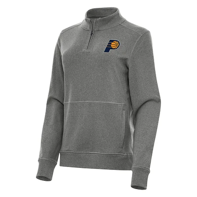 Women's Antigua Heather Black Indiana Pacers Crush Quarter-Zip Fleece Sweatshirt