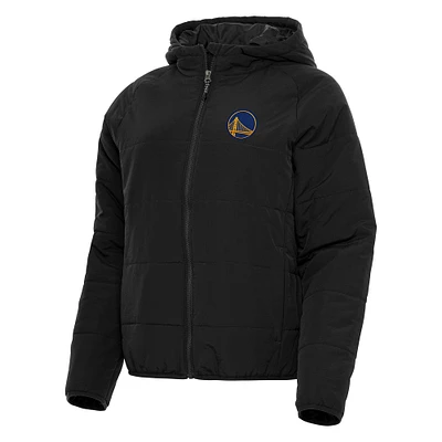 Women's Antigua Black Golden State Warriors Universe Full-Zip Puffer Jacket