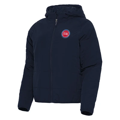 Women's Antigua Navy Detroit Pistons Universe Full-Zip Puffer Jacket