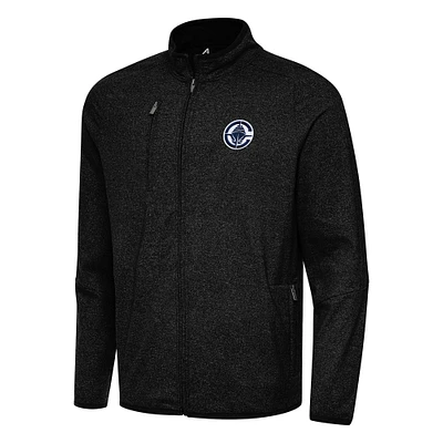 Men's Antigua Heather Black LA Clippers Hold-Up Full-Zip Tri-Blend Jacket