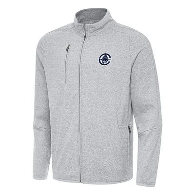 Men's Antigua Heather Gray LA Clippers Hold-Up Full-Zip Tri-Blend Jacket